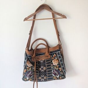 Johnny Was Floral Leather Weekender Bag